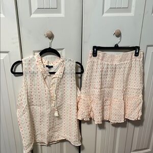 Nautica Cream and Pink Floral Skirt Set